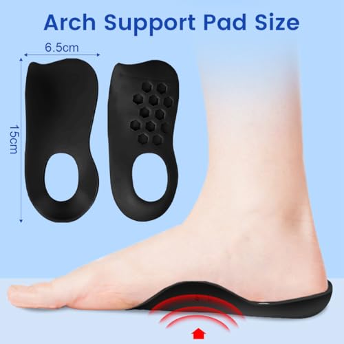 JYNXOR Solette Ortopediche per Supporto Arco Plantare, Fascite Plantare, Piedi Piatti, Dolori al Tallone, Metatarsalgia, Pronazione - Solette in Silicone per Uomini e Donne - Nero - Funzionalità e accessori