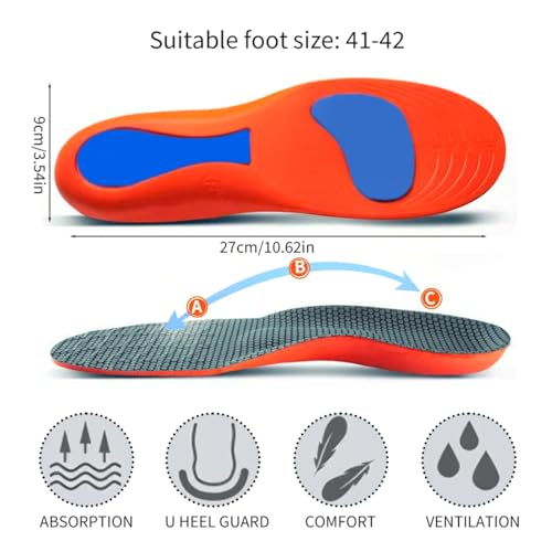 KQOZG PCS Solette ortopediche per fascite plantare, piedi piatti, solette ortopediche, solette ortopediche con plantare, solette ortopediche per uomo e donna. (Taglia 41-42) - Prova pratica