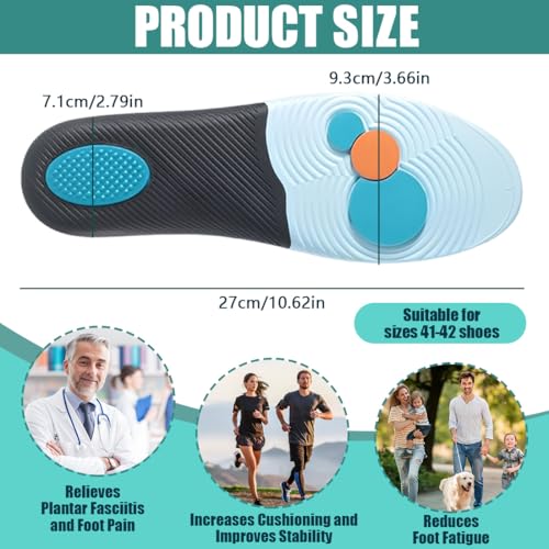 Ortopediche Solette per Piede Piatto, Fascite Plantare, Solette Scarpe Ortopediche, Plantari Ortopedici Con Supporto Dell'arco, Plantari Ortopedici per Uomo e Donna (Blu Oceano, 41-42 EU 27cm) - Funzionalità e accessori