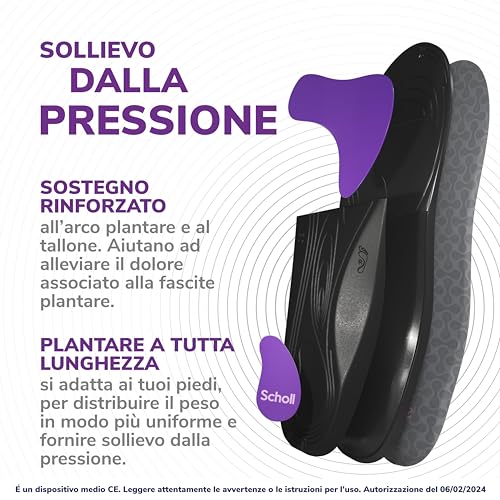 Scholl In-Balance Plantare Sollievo Dolore Fascite Plantare, Plantari con Arco Plantare Rinforzato e Supporto sul Tallone per Alleviare il Dolore, Taglia M (40-42), 1 Paio, Uomo e Donna - Dettaglio recensione 4
