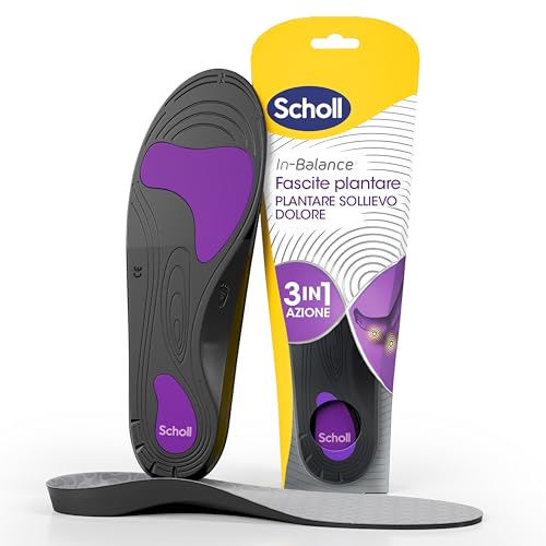 Scholl In-Balance Plantare Sollievo Dolore Fascite Plantare, Plantari con Arco Plantare Rinforzato e Supporto sul Tallone per Alleviare il Dolore, Taglia S (37-39.5), 1 Paio, Uomo e Donna - Design e materiali