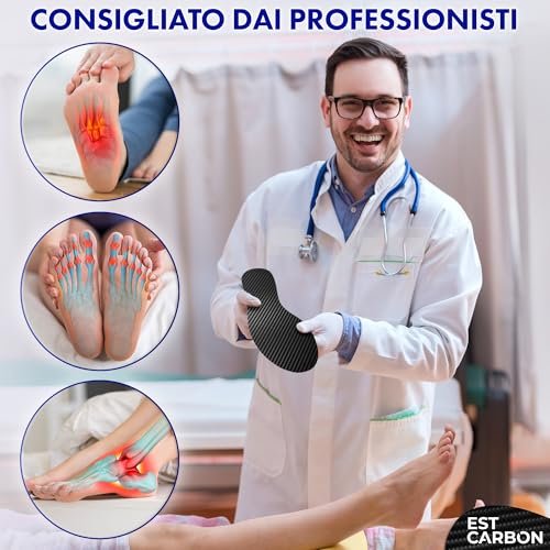Soletta in fibra di carbonio - 1 Pezzo, Taglia EU 36 - Inserto per scarpe unisex - Piastra rigida per il piede - Soletta ortopedica - Alluce valgo, alluce rigido, piedi piatti, fascite plantare - Prova pratica